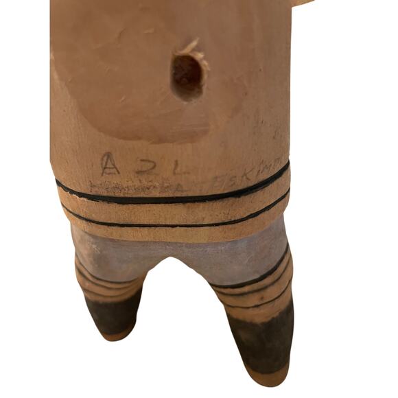 Vintage Rare HTF Possible Romeo Eekerkik Wooden Carved Eskimo Hunt Seal on Back - Picture 12 of 14